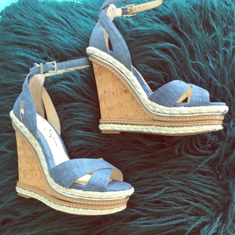 NWT Blue Jean Jessica Simpson Wedges 7.5